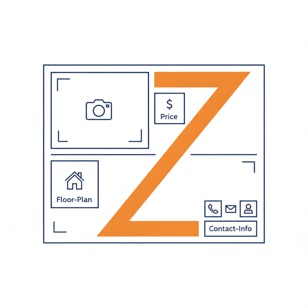 視線がZ字に動くことを示す不動産図面のレイアウト図解